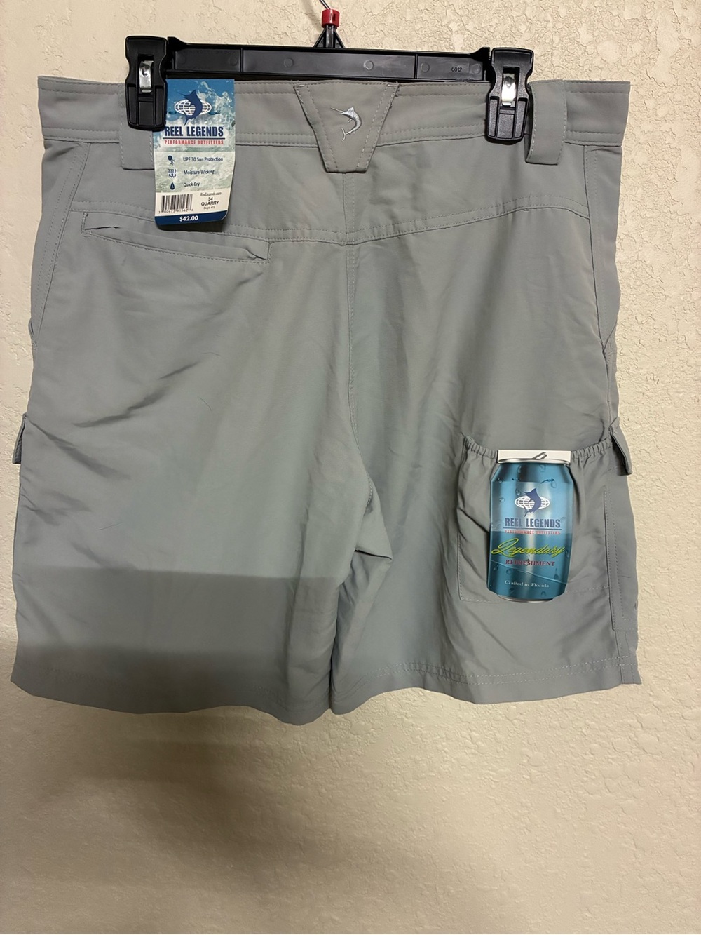 Reel Legends Light Gray Performance Cargo Shorts
